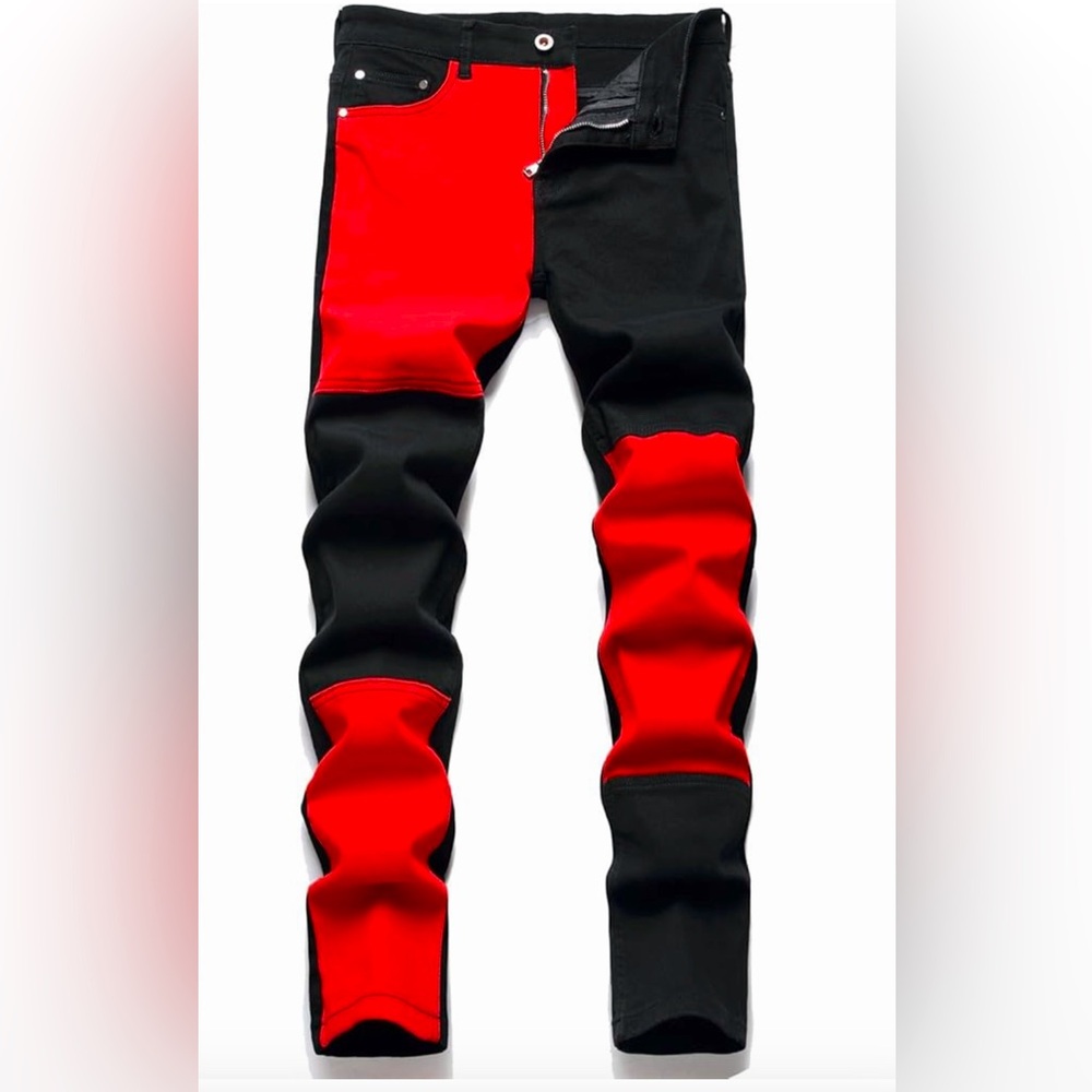 💥Stylish Red And Black Men's Jeans💥